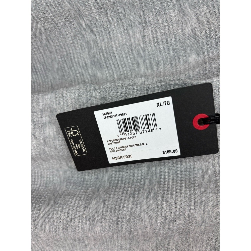 Ted Baker London Popcorn Stripe Long Sleeve Rugby Polo Shirt Grey XL NWT $165 - Picture 4 of 8
